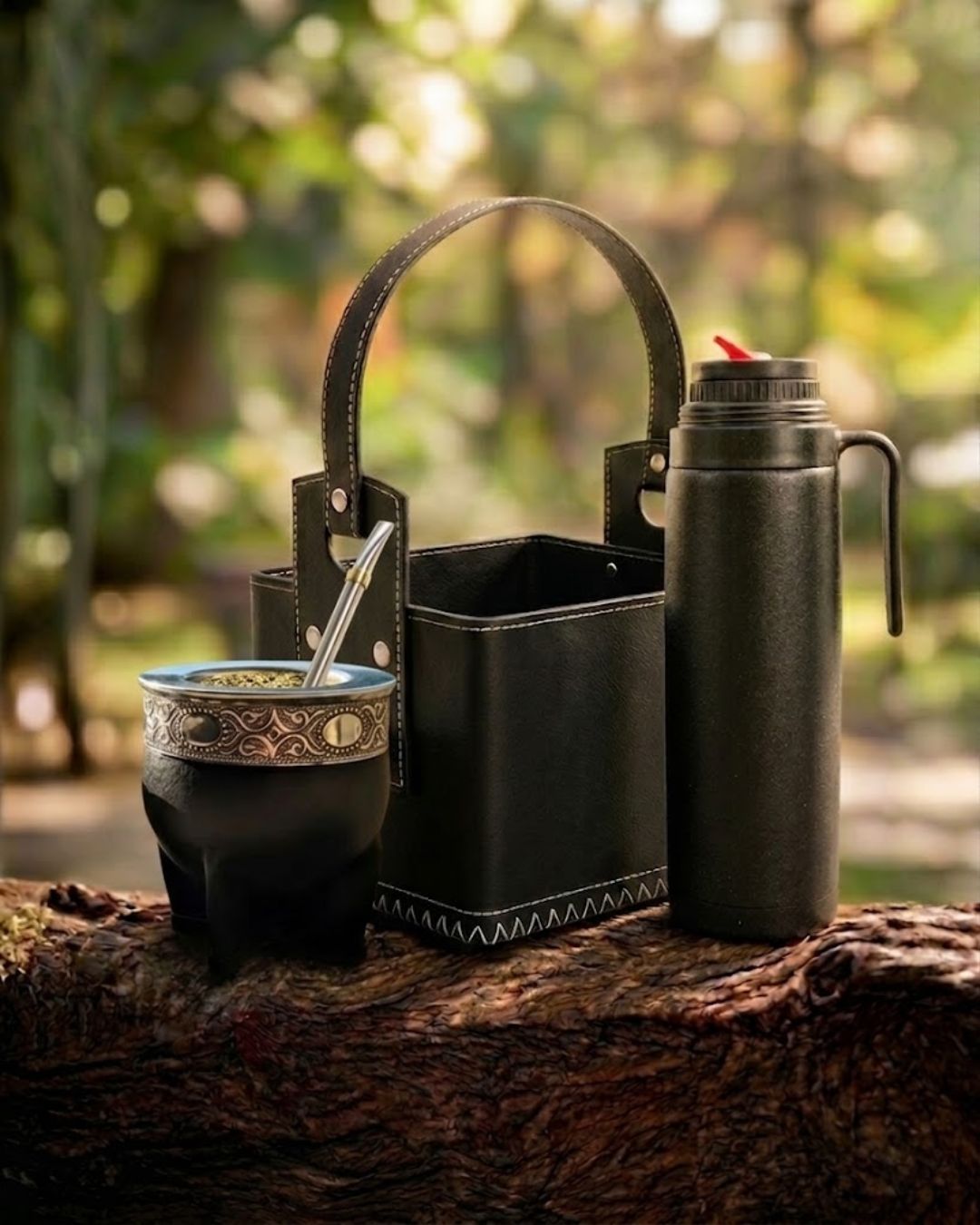 Kit Matero - Mate Imperial de Calabaza + Termo 1L + Canasta Matera