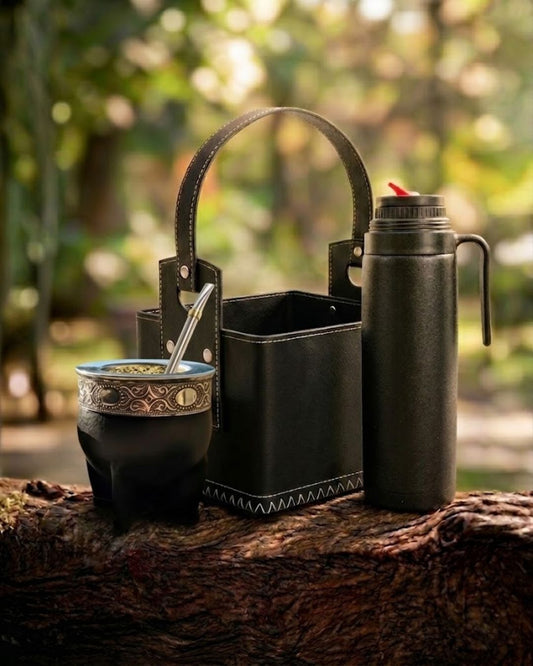 Kit Matero - Mate Imperial de Calabaza + Termo 1L + Canasta Matera