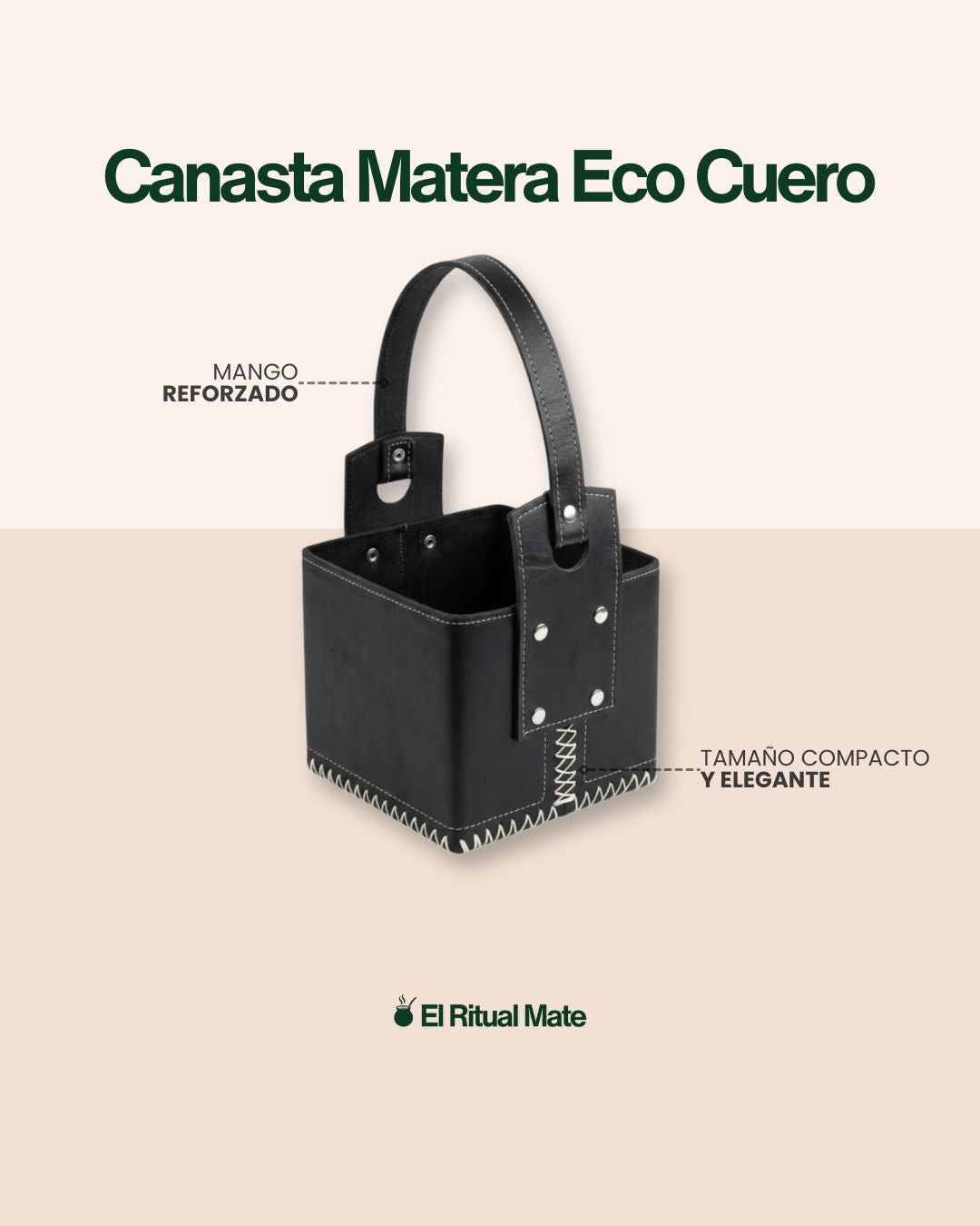 Canasta Matera Reforzada Eco cuero
