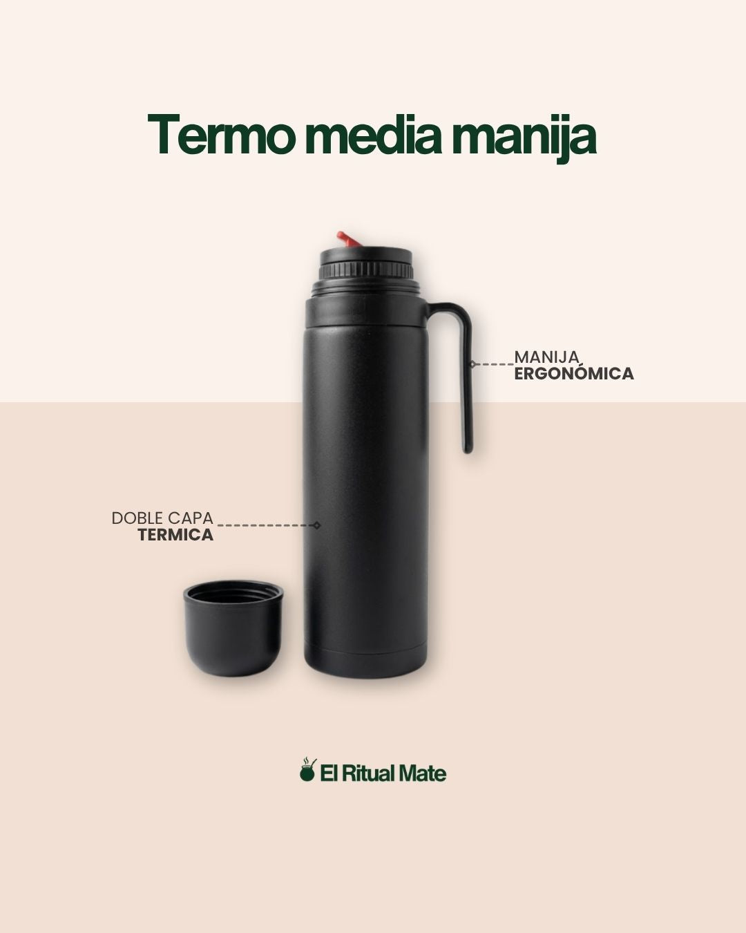 Mate Térmico + Termo 1L de Acero Inoxidable