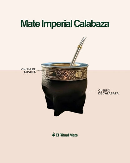Kit Matero - Mate Imperial de Calabaza + Termo 1L + Canasta Matera