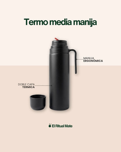 Kit Matero - Mate Camionero de Algarrobo + Termo 1L + Canasta Matera